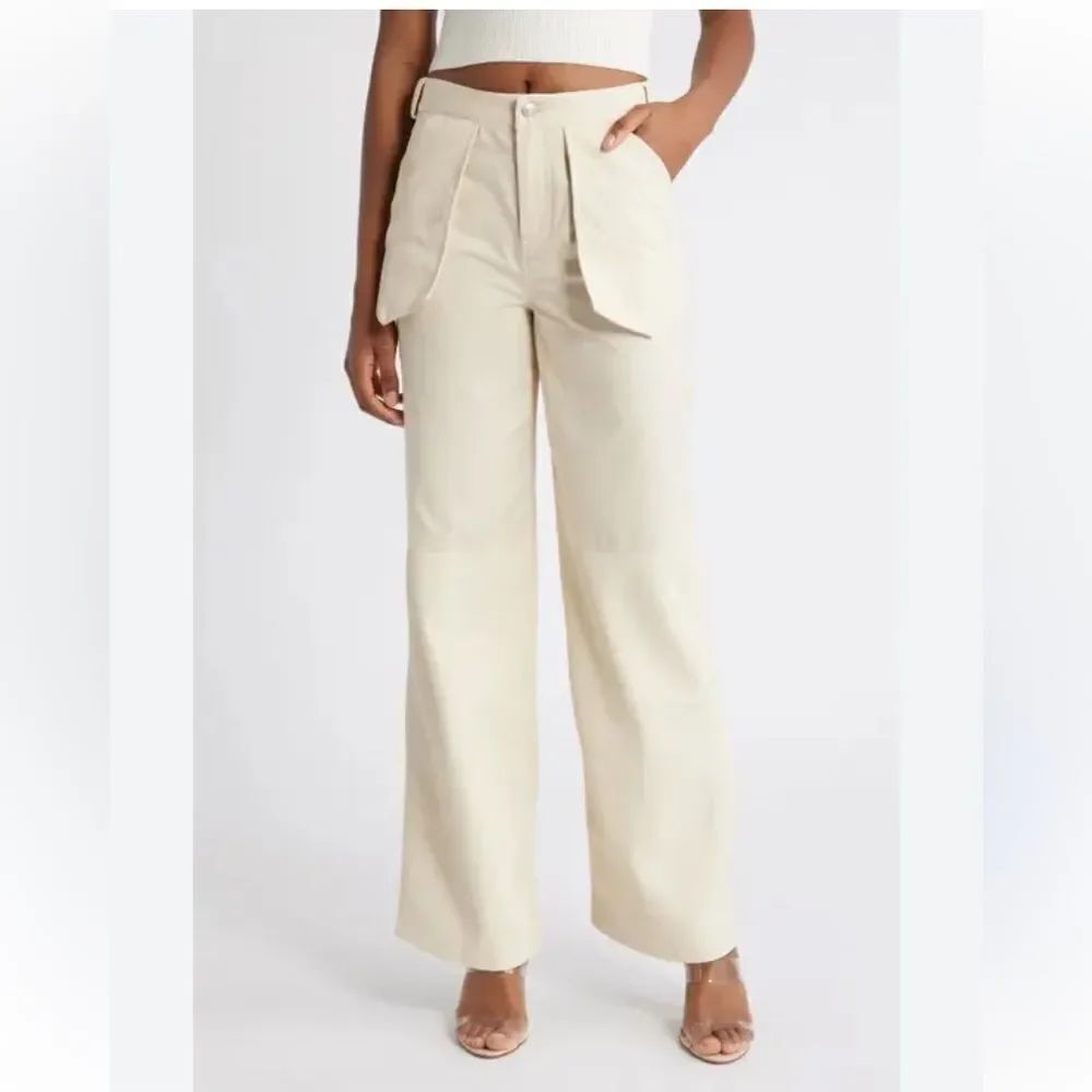 Mistress Rocks Faux Leather and Twill Paneled Pants Cream Size Extra Small